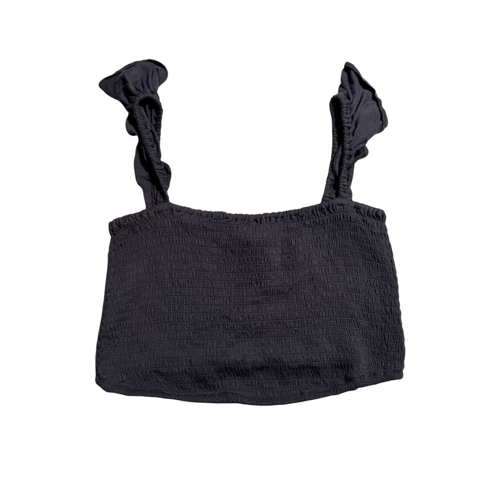 Ocean Drive Slate Grey Crop Top With Ruffle Straps Size Small